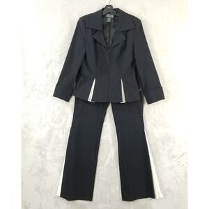 Vtg Oleg Cassini Pant Suit Women 6 Inset Pleated Bell Bottom Pants Jacket Groovy